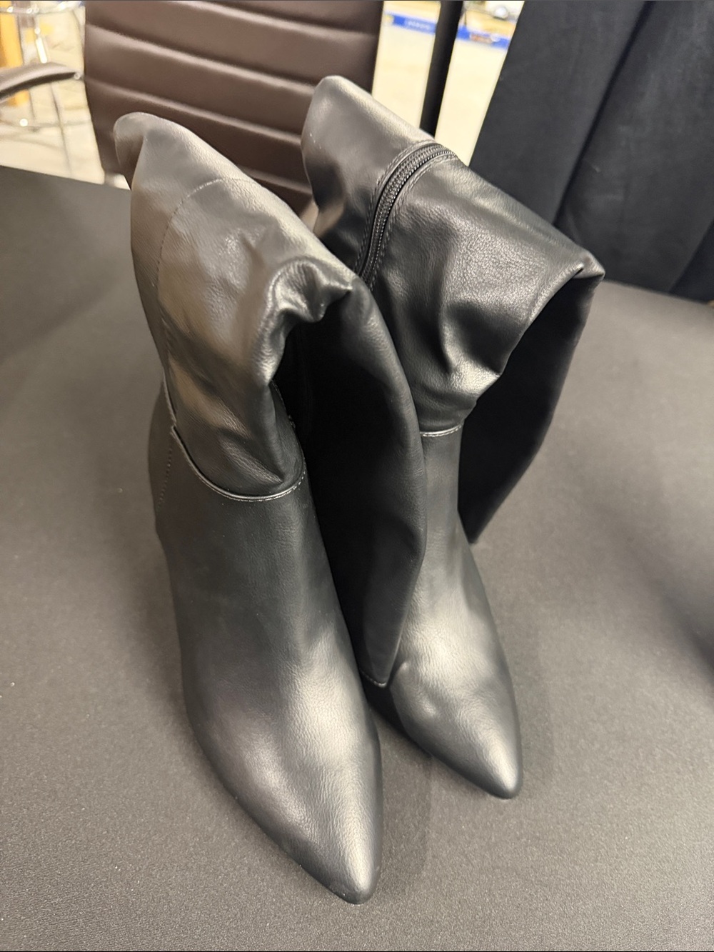 Journee Collection Black Pointed Toe Mid-Calf Heeled Boots